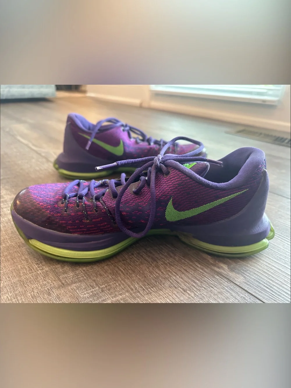 Nike Women’s Purple Knit Athletic Sneakers with Green Accents